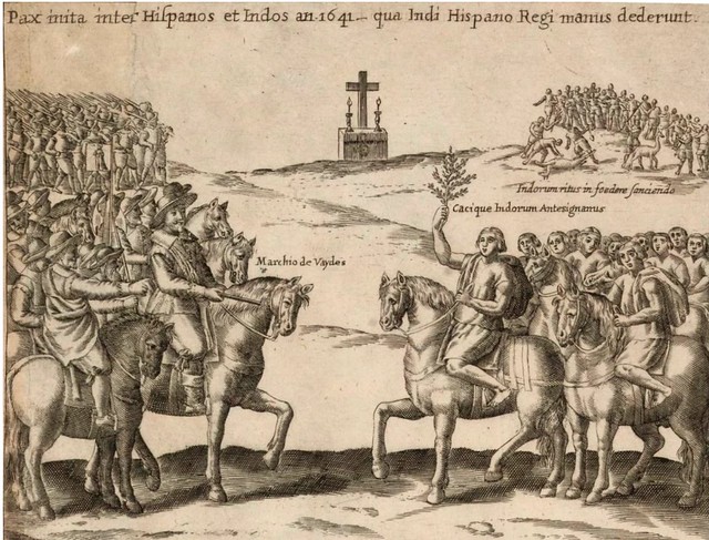 El 6 de enero de 1641, España, la principal potencia del siglo XVI, después de casi 100 años de interminable guerra contra los araucanos, decide pactar la paz en la localidad de Quilín