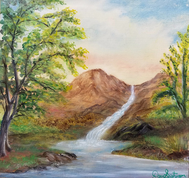 Afternoon Waterfall Oil Painting by Dan Seitzinger - 6-12-22