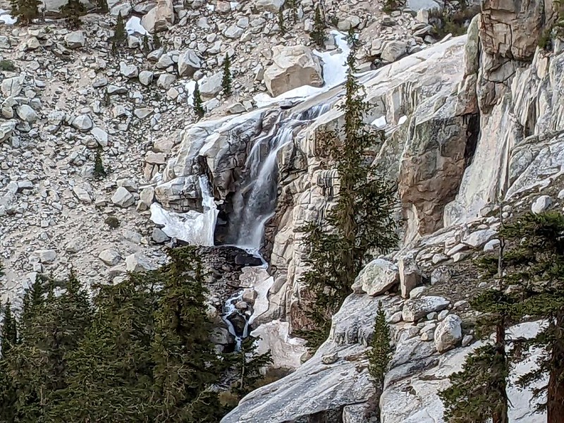 The Lone Pine Creek Waterfall at Outpost Camp on the Mount Whitney Trail - it had been dark on our way up at 4am