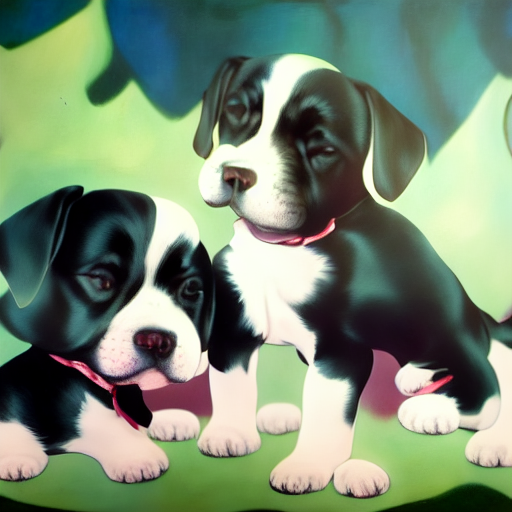 'a detailed matte painting of puppies' Latent Majesty Diffusion v1.6