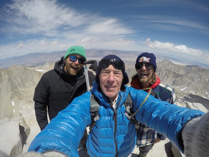 GoPro selfie shot from the summit of Mount Whitney