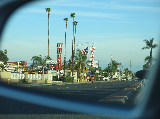Beach Boulevard from the side mirror