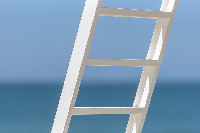 White ladder and sea (on Explore)