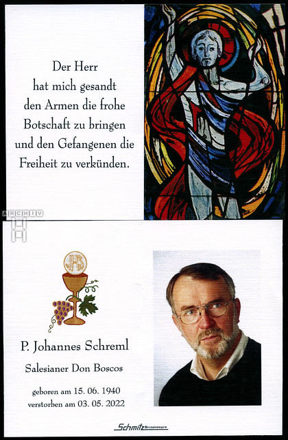 ArchivTappen28(8A)820 Sterbebilchen, Pater Johannes Schreml, München, 2022