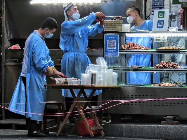 A kebab stall of a halal restaurant.