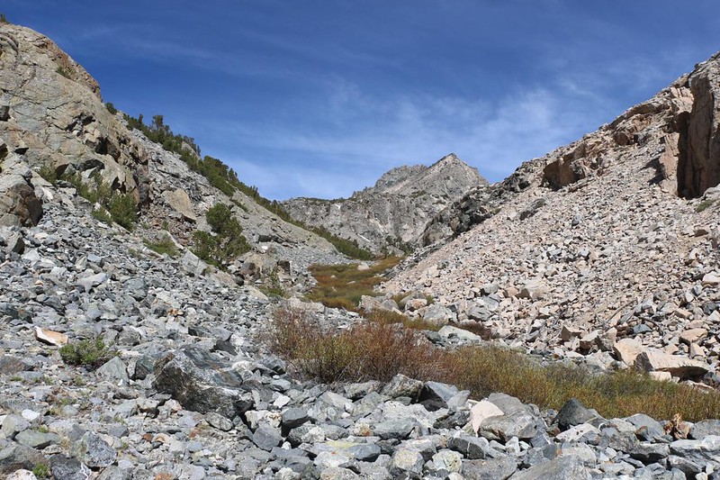 The upper part of the canyon on the Golden Trout Lake Trail looked to be largely composed of loose talus