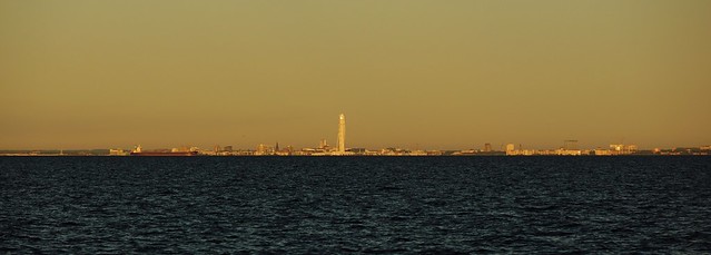 View from Øresund to Malmö midsummer evening