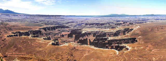 Panorama from the Grand View Point Overlook at Canyonlands (Island in the Sky) National Park, Moab, Utah 2022