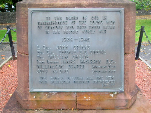 Shandon War Memorial, Second World War Dedication