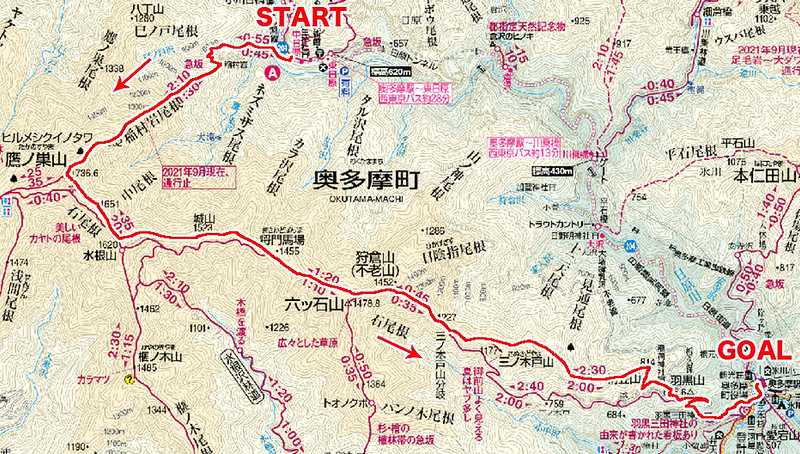 鷹ノ巣山の地図