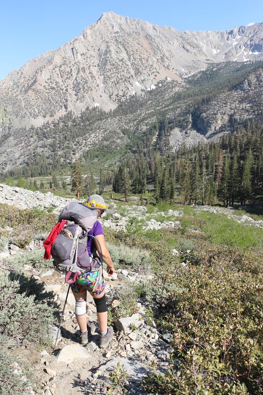It took time, and a lot of hand-holding, but we made it down the sketchy scree section of the Golden Trout Lake Trail