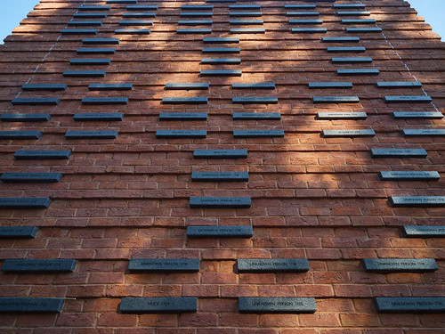 Among Hearth’s red bricks reminiscent of W&M’s historic buildings are black bricks engraved with names of people enslaved by the university, with some simply saying “UNKNOWN PERSON” acknowledging individuals mentioned but unnamed in records.