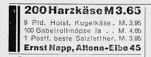 1927 ad for cheese from the Harz mountain