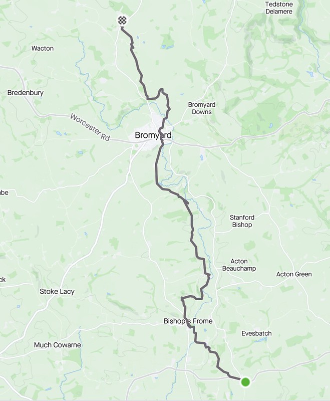 Strava Map: HWF 2022 / Herefordshire Trail - Fromes Hill to Edwyn Ralph