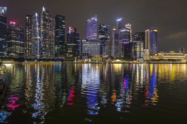 Dancing Night Reflections in Singapore Marina Bay