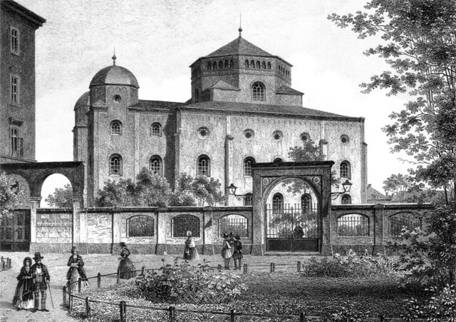 The old Semper synagogue destroyed in the Kristallnacht