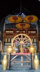 Three precious royal parasol for the Brahma gods, golden dharma wheel and treasure vase