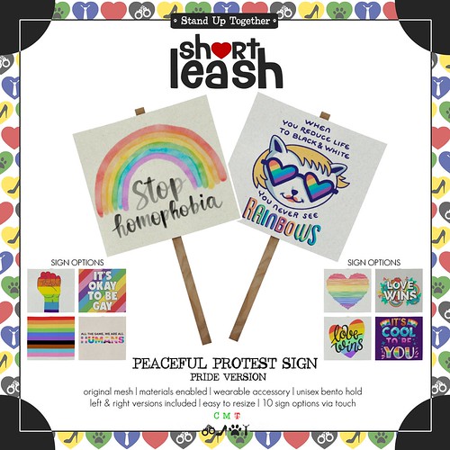 .:Short Leash:. Peaceful Protest Sign - Pride Version (Group Gift)