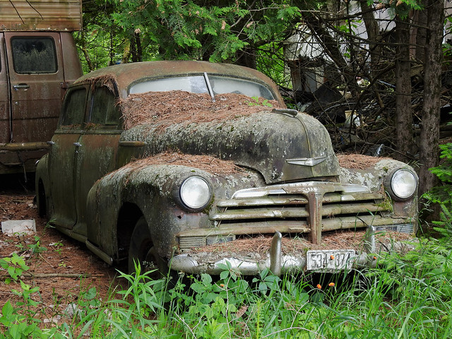 An old Chevrolet 1948 sedan in Charteris (Pontiac County), Quebec