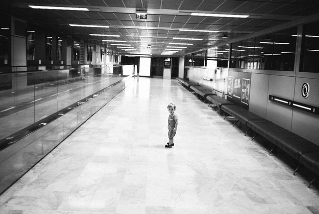 small boy at the airport