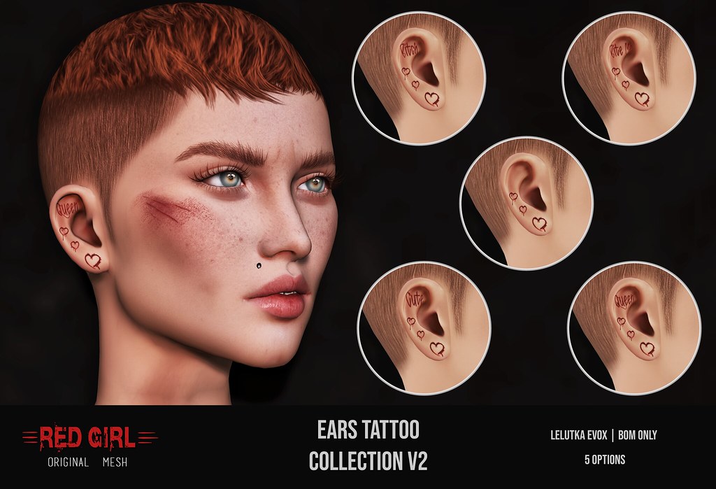 [RED GIRL] Ears Tattoo Collection V2 – NEW!