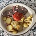 liver and  bacon. potatoe and tomato