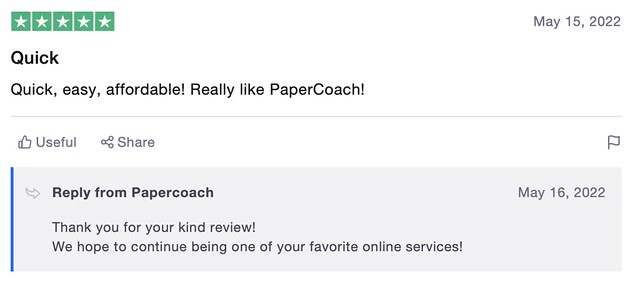 Papercoach.net have positive reviews on Trustpilot.