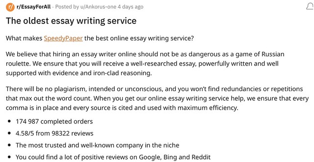 There are so many reviews and SpeedyPaper discussions on Reddit.