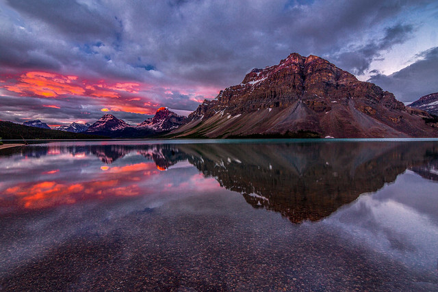 Bow Lake Sunrise Reflection