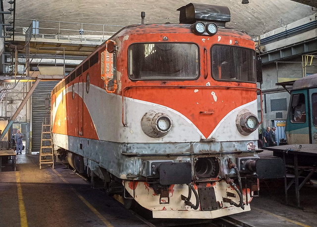 Class 46 EG locomotive at SCRL Brasov for repairs