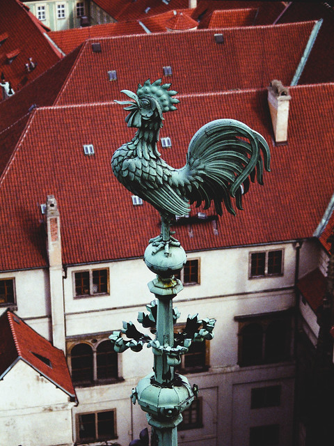 St Vitus Cathedral spire cockerel detail, Prague