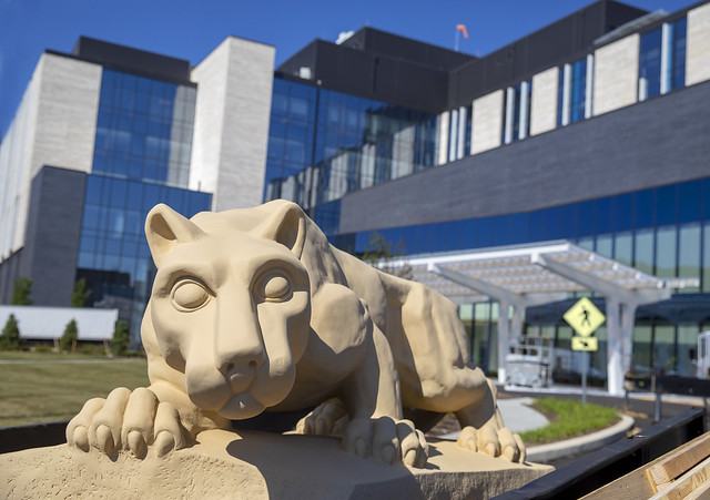 Nittany Lion statue installed at Penn State Health Lancaster Medical Center
