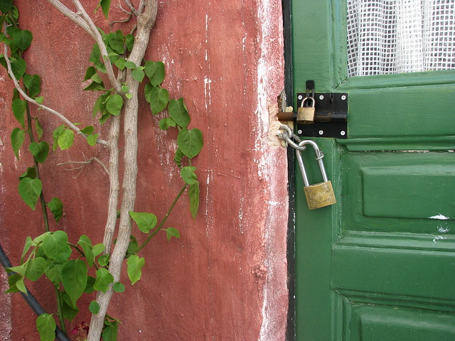 Red and Green with padlock