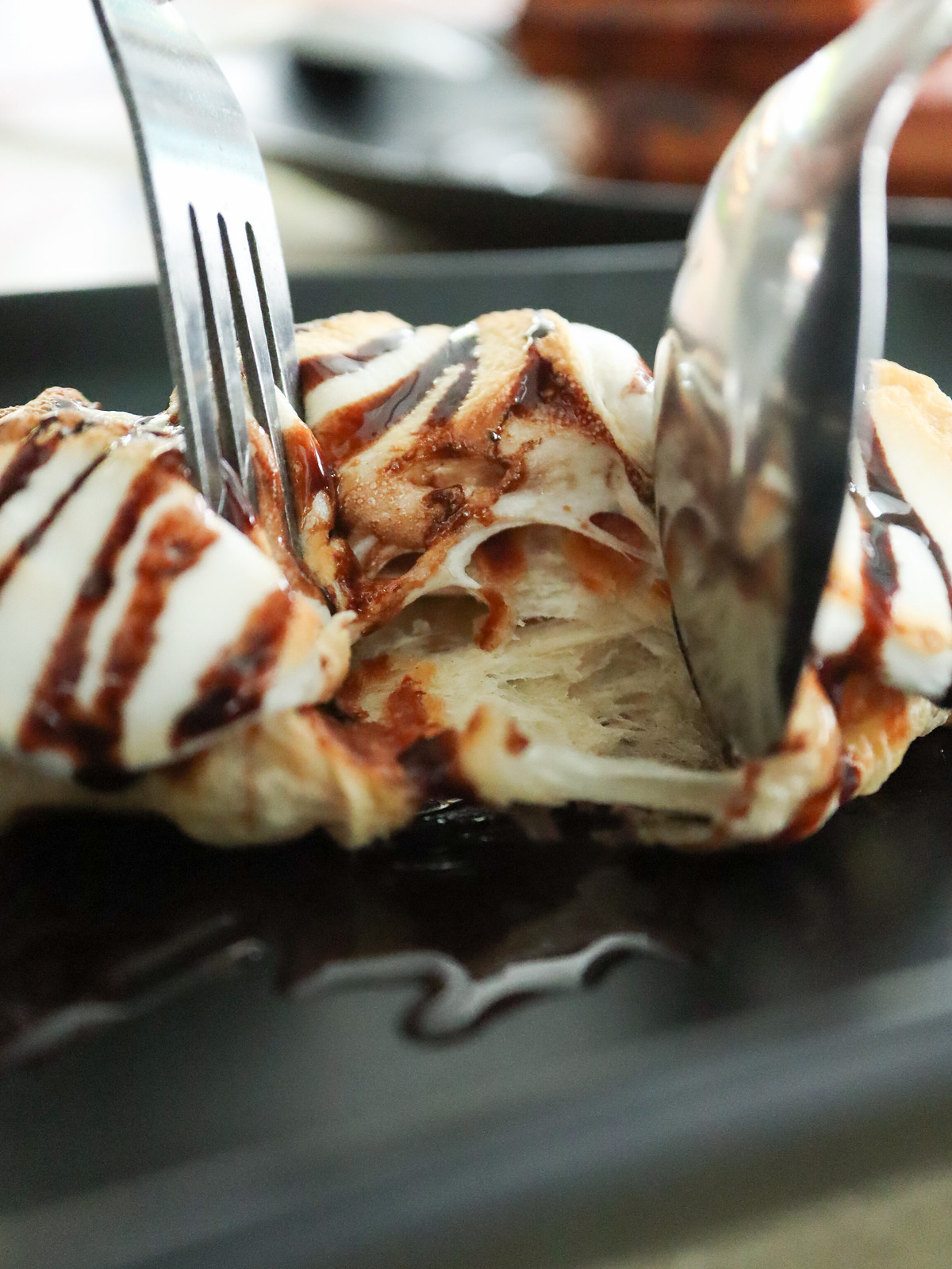 Korean Waffle Ice Cream - croffles tearing
