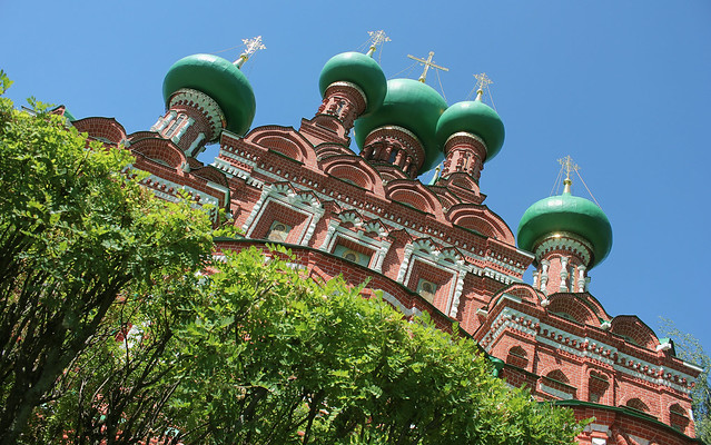Russian Federation, Orthodox Moscow, Life-giving Trinity Church in Ostankino (founded in 1558, built in 1692),  First Ostankinskaya Street, Ostankinsky district.  Православнаѧ Црковь.