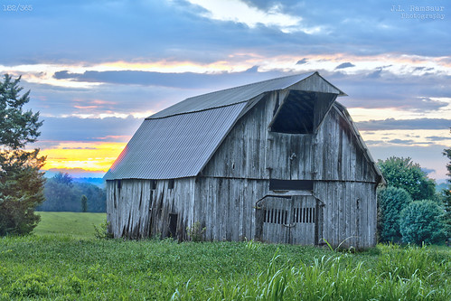 182/R365 - Old Putnam County Barn at Sunset - Cookeville, Tennessee by J.L. Ramsaur Photography, Old barns and sunsets are photographic matches made in heaven...unfortunately, this old barn doesn't