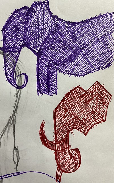 Rough drawing elephants