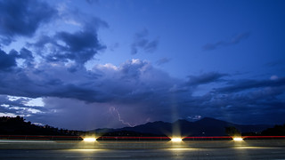 Lightning at dusk in Orange County, CA