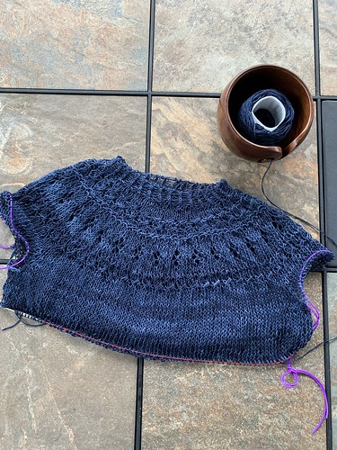 I haven’t worked to much on my Ranunculus by Midori Hirose…Just a few more inches before I start the deep 4” of ribbing.