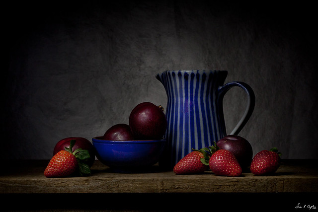 Still Life with Striped Pot and Fruit
