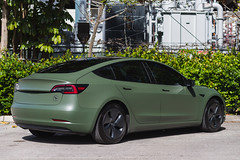 Tesla Model 3 Custom Vinyl Wrap Matte Military Green