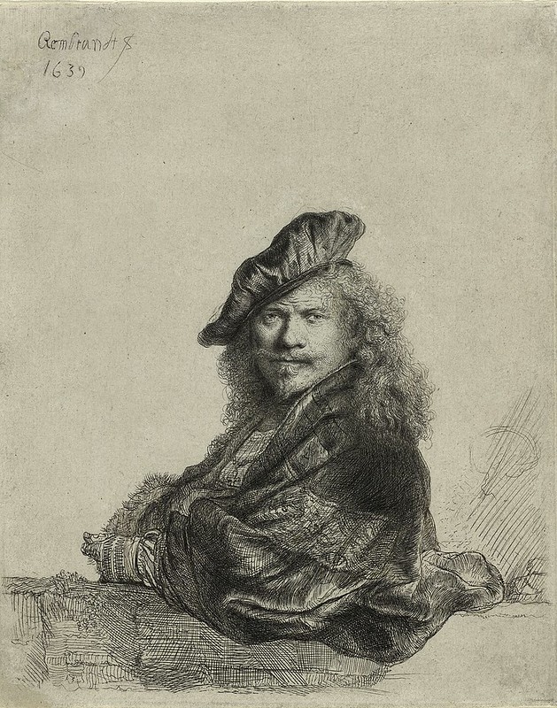 Rembrandt: Self-portrait Leaning on Sill, 1639