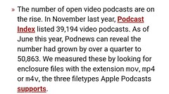 Increasing number of video podcasts
