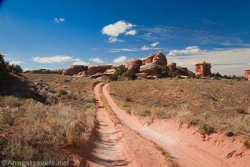 Hiking an early section of the Joint Road, Needles District, Canyonlands National Park, Utah