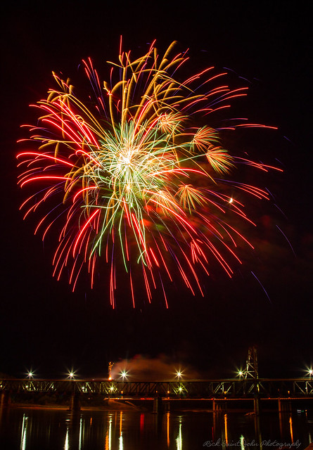 Fourth of July Fireworks Display Yankton South Dakota Meridian Bridge