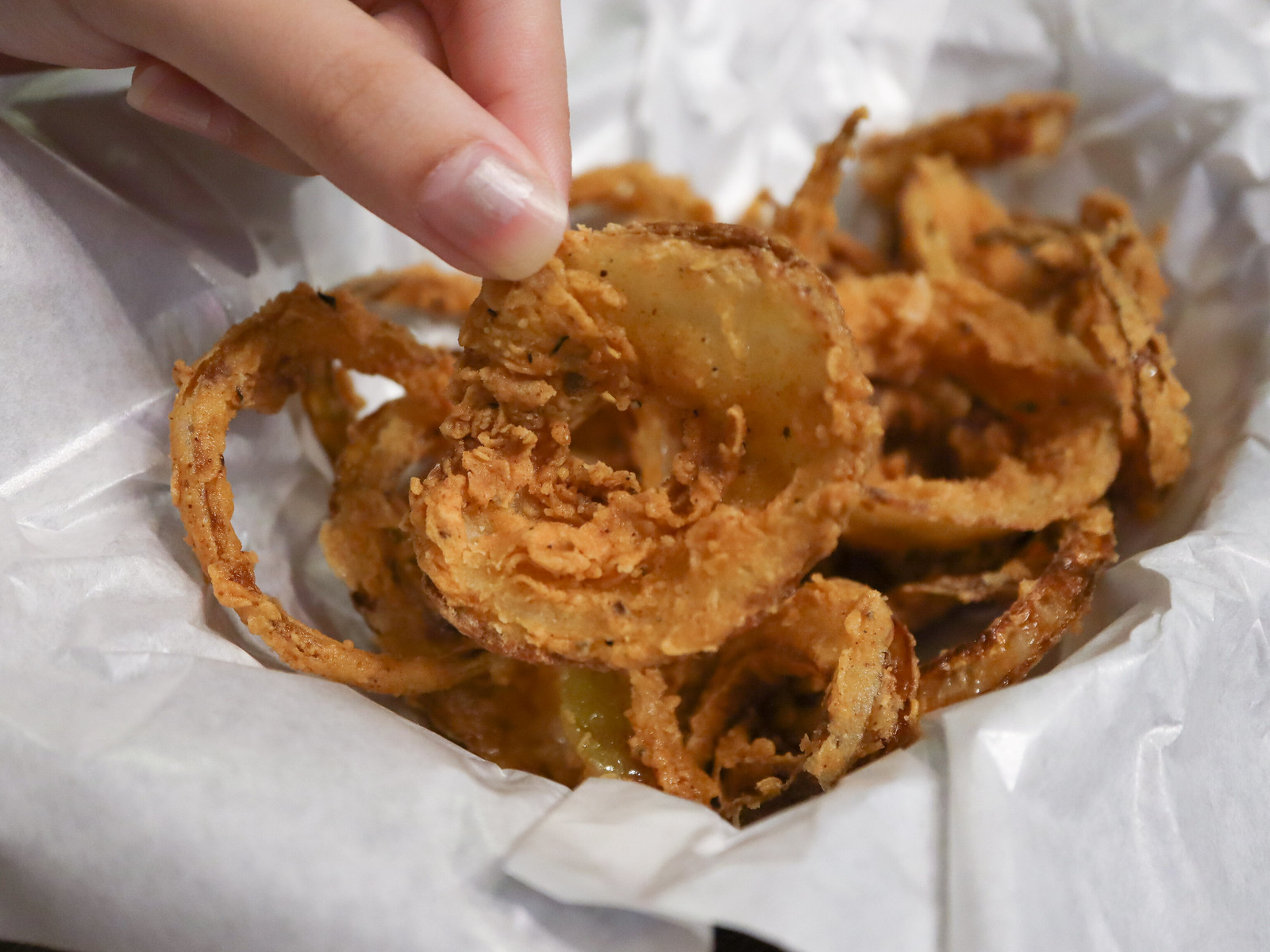 Wicked Good - onion rings lifting