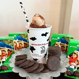 Mint Cookie Milkshake served with crumbled Girl Scout Thin Mint Cookies - American Dairy Association of Indiana_SQ