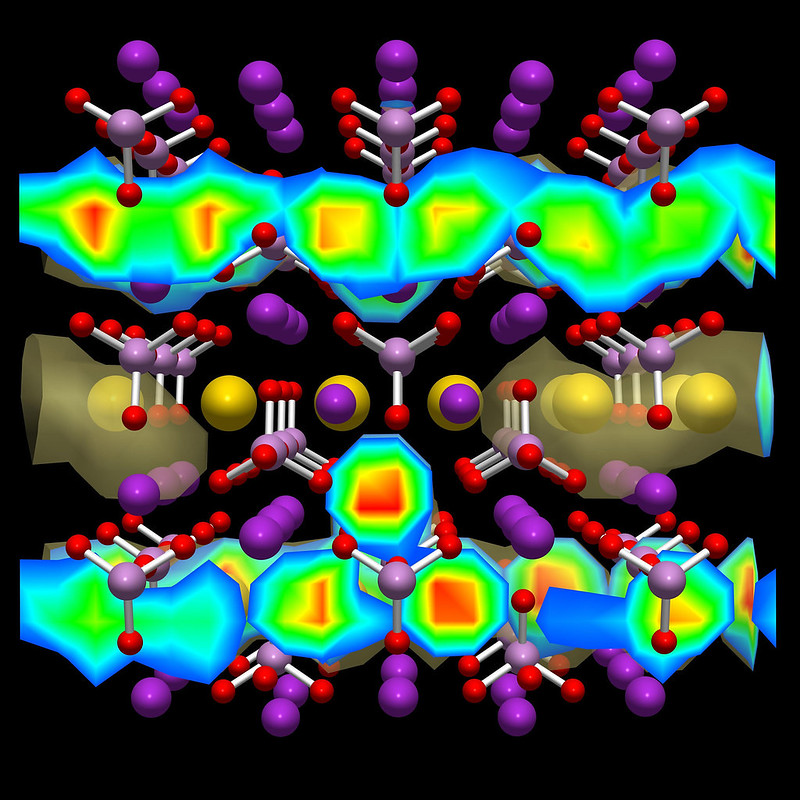 Computer generated image of battery materials on the atomic scale.