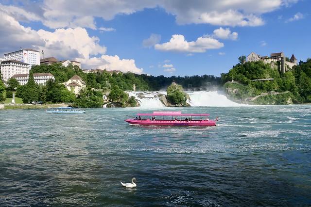 Boats in Flickr colors at the Rhine Falls