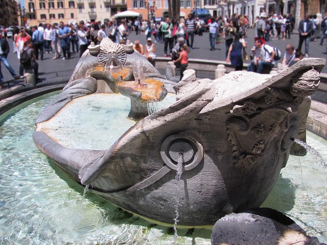 The Sinking Boat Fountain in Rome, Italy